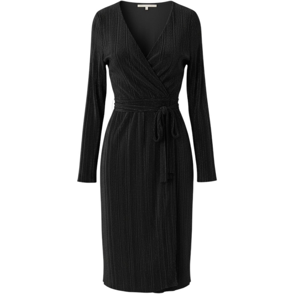 RACHEL Rachel Roy Metallic Pleated dress XXL Black Long Sleeve Wrap